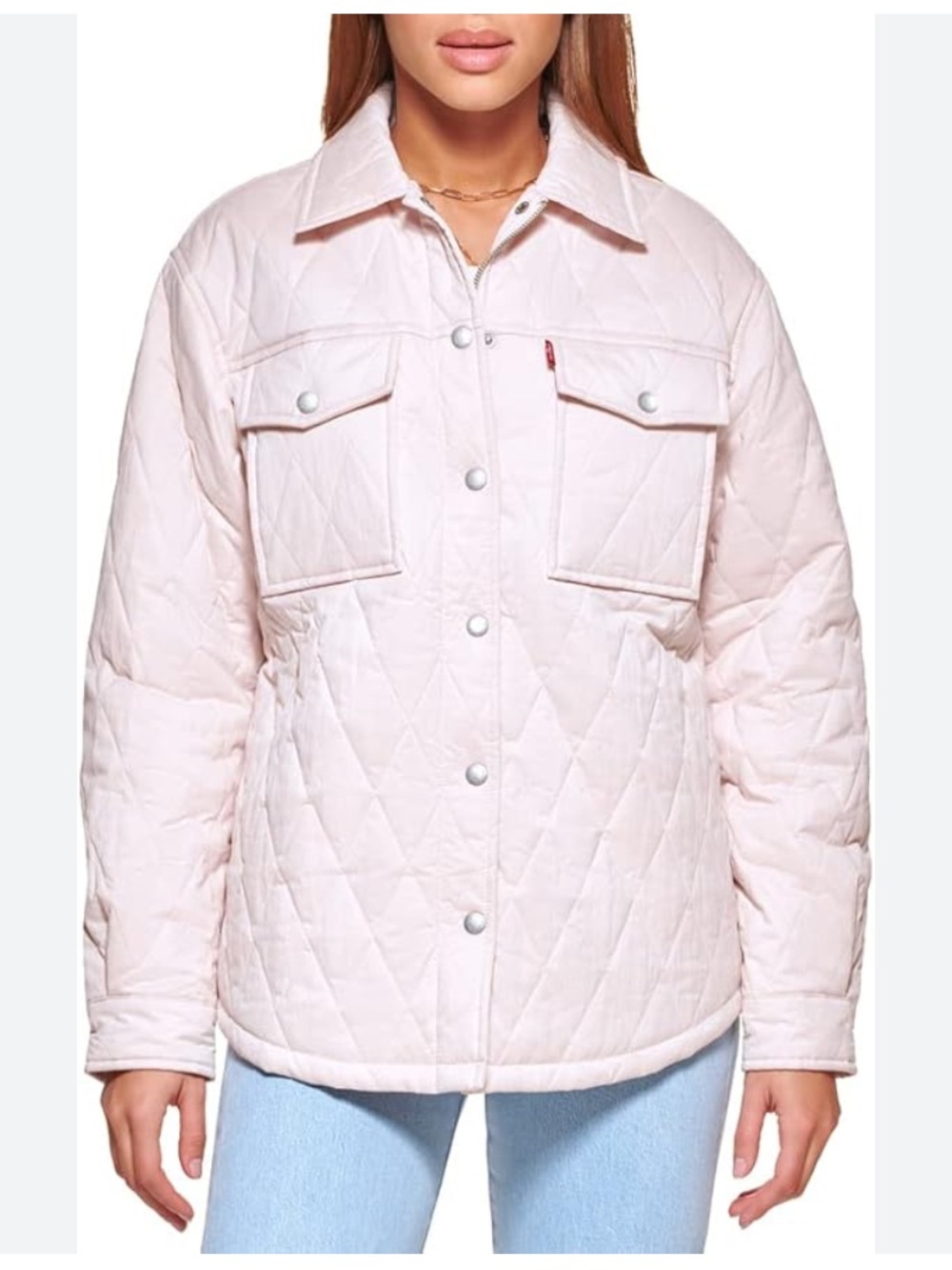 Levi's Light Pink Diamond-Quilted Puffer Shirt Jacket